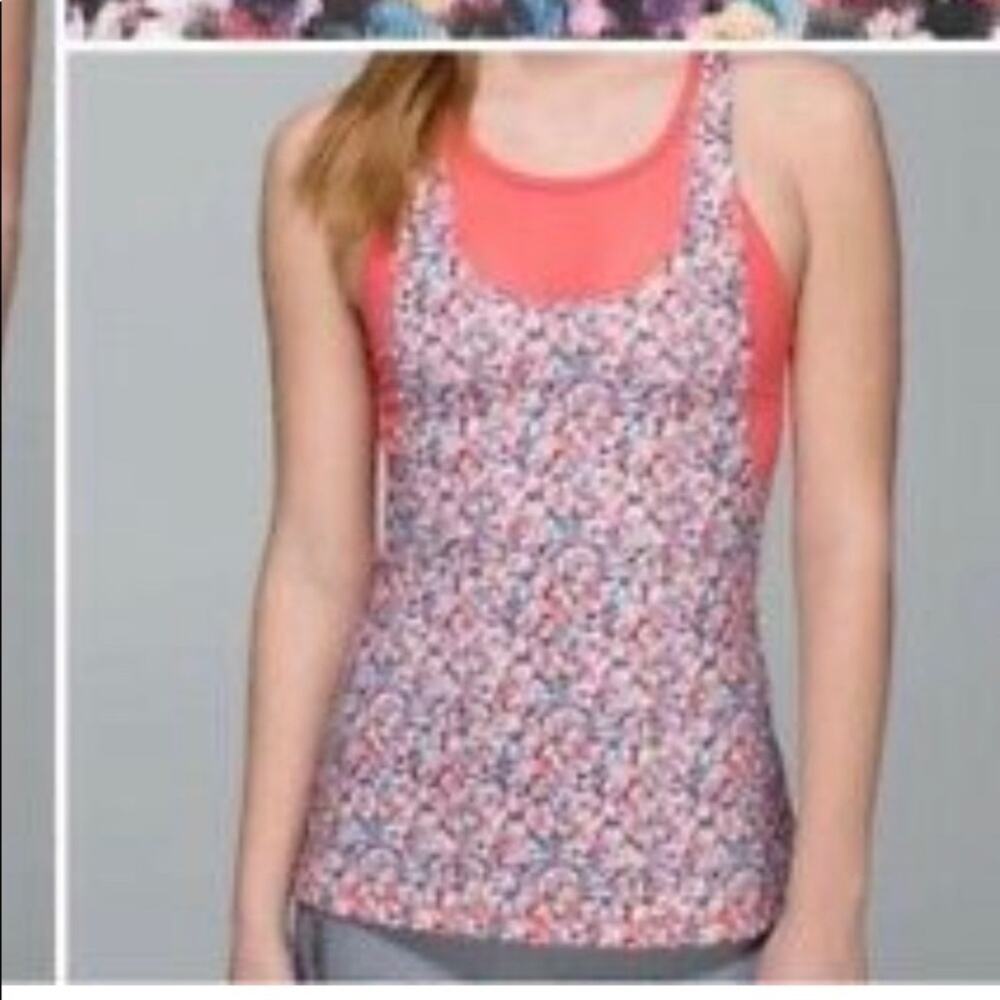 Lululemon Mesh with Me Tank Size 8Prism Petal Pink Floral Print Racerback